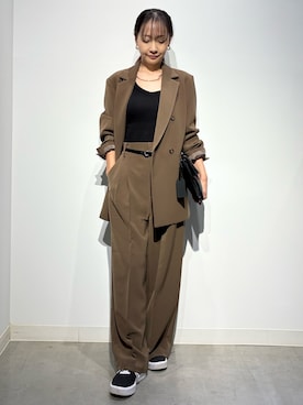 「AZUL by moussy（アズールバイマウジー）のボールチェーンミックスネックレス（ネックレス、ゴールド系）」を使った、Nari.さん（レディース・156cm）の秋コーディネート