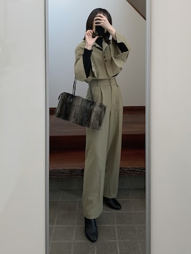 「ショート丈ジャケット」｜「アイテム（ブーツ）」を使った、🐋さん（レディース・159cm）の秋コーディネート