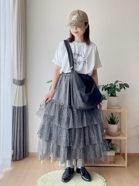 「アイテム（キャップ）」を使った、hitomiさん（骨格ウェーブ・レディース・156cm）の夏コーディネート