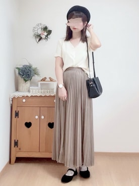 「メロートップス」｜「アイテム（腕時計）」を使った、hitomiさん（レディース・158cm）の夏コーディネート