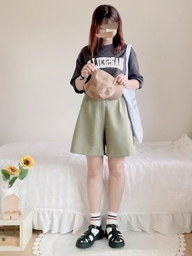 「キュロット」｜「アイテム（帽子）」を使った、hitomiさん（レディース・157cm）の夏コーディネート