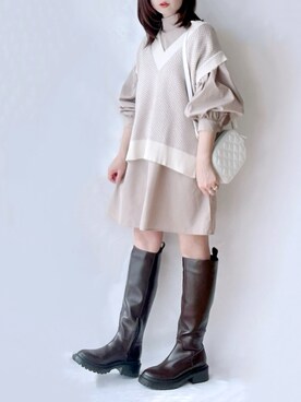 「AmbreNeige」｜「アイテム（ブーツ）」を使った、hitomiさん（レディース・158cm）の冬コーディネート