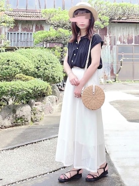 「AmbreNeige」｜「アイテム（帽子）」を使った、hitomiさん（レディース・158cm）の夏コーディネート
