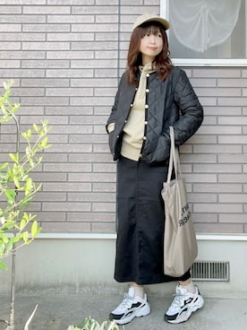 「Traditional Weatherwear」｜「アイテム（ノーカラージャケット）」を使った、hitomiさん（レディース・157cm）の秋コーディネート
