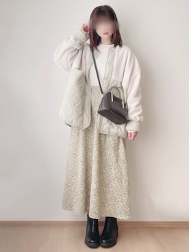 「ボアキルトドッキングブルゾン」｜hitomiさん（レディース・158cm）の冬コーディネート