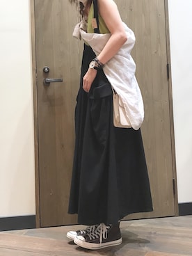 「rps（アールピーエス）のアイテム（ジャンパースカート）」を使った、ぷるたぶちゃんさん（レディース・161cm）の夏コーディネート