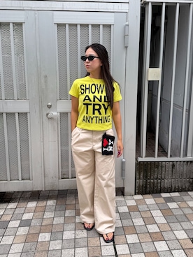 「Oriens JOURNAL STANDARD(オリエンス ジャーナルスタンダード)のタックドスラックスチノ(チノパンツ、ベージュ系)」を使った、nanasaさん(レディース)の夏コーディネート