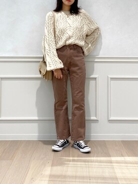 「アイテム（マフラー、ホワイト系）」を使った、apres_jourさん（レディース・162cm）の秋コーディネート