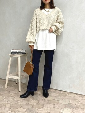 「アプレジュール」｜「アイテム（ニット/セーター）」を使った、apres_jourさん（レディース・162cm）の秋コーディネート