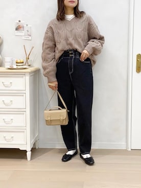 「アプレジュール」｜「アイテム（ニット/セーター）」を使った、apres_jourさん（レディース・162cm）の秋コーディネート