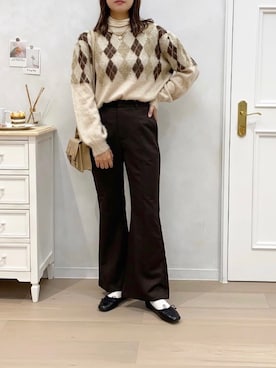 「アプレジュール」｜「アイテム（ニット/セーター）」を使った、apres_jourさん（レディース・162cm）の秋コーディネート