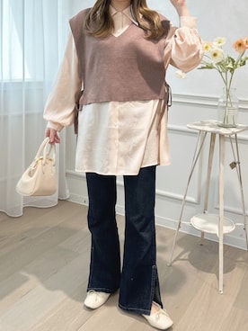 「apres jour（アプレジュール）のアイテム（シャツワンピース）」を使った、apres_jourさん（レディース・160cm）の冬コーディネート
