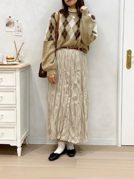「アプレジュール」｜「アイテム（ニット/セーター）」を使った、apres_jourさん（レディース・162cm）の秋コーディネート