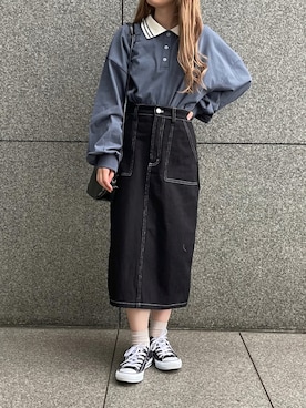 「アプレジュール」｜「アイテム（ポロシャツ）」を使った、apres_jourさん（レディース・153cm）の秋コーディネート