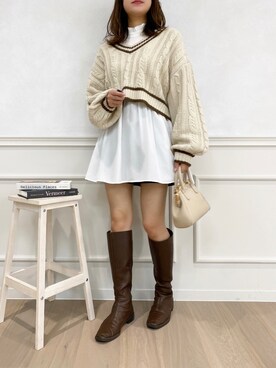「アプレジュール」｜「アイテム（ニット/セーター）」を使った、apres_jourさん（レディース・162cm）の冬コーディネート