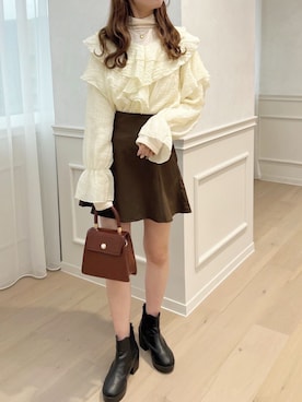 「ハイネックトップス」｜apres_jourさん（レディース・158cm）の秋コーディネート