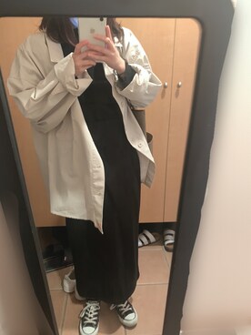 「GU（ジーユー）のアイテム（スカート、ブラック系）」を使った、tsumugi さん（レディース・154cm）の秋コーディネート