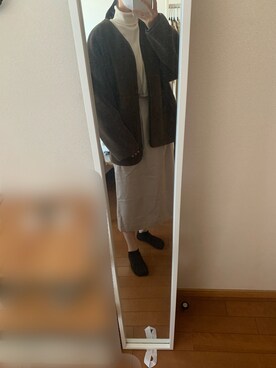 「B:MING by BEAMS（ビーミングバイビームス）のB:MING by BEAMS / ボア ショート ブルゾン 20AW-R（ブルゾン、ブラウン系）」を使った、tsumugi さん（レディース・154cm）の冬コーディネート