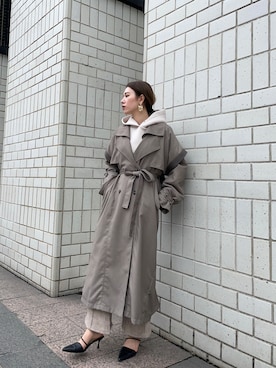 「秋トレンド2021」｜「アイテム（トレンチコート）」を使った、miyabi uechiさん（レディース・162cm）の秋コーディネート