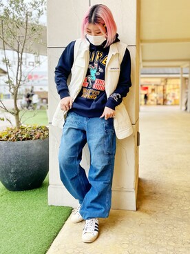 「アヴィレックス(AVIREX)」｜「アイテム（ジャケット/アウター）」を使った、Rさん（レディース・161cm）の春コーディネート