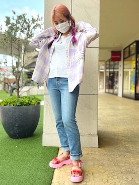 「Moname（モナーム）のアイテム（パンツ）」を使った、Rさん（レディース・161cm）の夏コーディネート