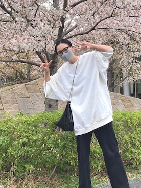 「ごきげんウィーク」｜「アイテム（スウェット）」を使った、aさん（レディース・154cm）の春コーディネート