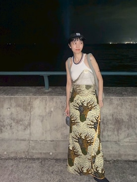 「アイテム（ストール/ショール）」を使った、miyuさん（レディース・165cm）の夏コーディネート