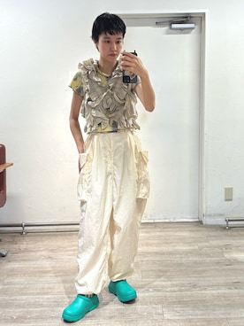 「夏ルックで気分アップ」｜「アイテム（スリッポン）」を使った、miyuさん（レディース・165cm）の夏コーディネート