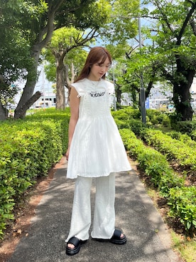 「アイテム（チュニック）」を使った、itabaさん（骨格ストレート・レディース・161cm）の夏コーディネート