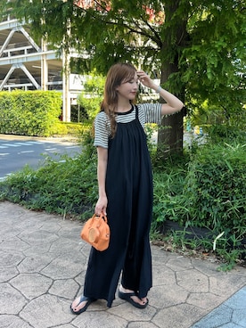 「アイテム（サロペット/オーバーオール）」を使った、itabaさん（レディース・161cm）の夏コーディネート