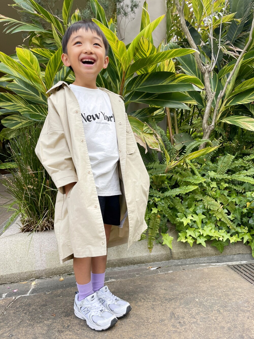 「キッズファッション、カジュアルコーデ、プチプラコーデ、キッズ、男の子コーデ、春夏コーデ、キッズコーデ、男の子、ZARA、ZARA KIDS、ZARAコーデ、6歳、6歳男の子」｜「NEW BALANCEのアイテム（スニーカー、ホワイト系）」を使った、kotaroさん（キッズ・100cm）の春コーディネートの1枚目の写真