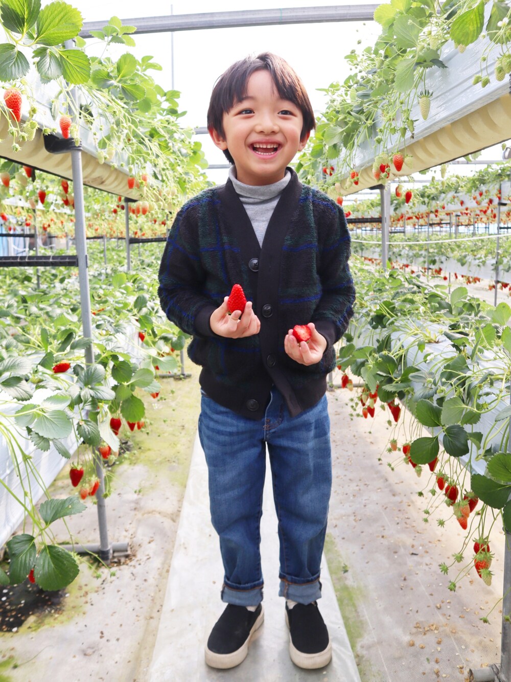 「春服デビュー宣言、デニム、休日スタイル、カジュアルコーデ、キッズコーデ、男の子コーデ、ZARA、ZARAコーデ、ZARA KIDS、デニムパンツ、デニムコーデ、FITH、6歳、6歳男の子、スリッポン」｜「ZARAのアイテム（デニムパンツ、ブルー系）」を使った、kotaroさん（キッズ・100cm）の春コーディネートの1枚目の写真