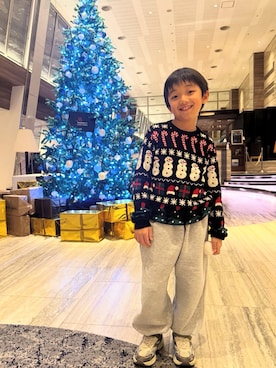 「アイテム（スウェットパンツ）」を使った、kotaroさん（キッズ・123cm）の冬コーディネート