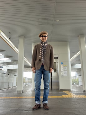 「アイテム（ノーカラージャケット）」を使った、Paulさん（メンズ・171cm）の秋コーディネート