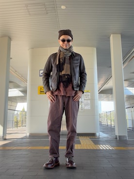 「アイテム（ライダースジャケット）」を使った、Paulさん（メンズ・171cm）の秋コーディネート