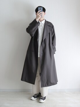 「レースアップシューズ」｜「アイテム（トレンチコート）」を使った、naoさん（メンズ・171cm）の秋コーディネート