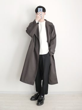 「白ニット」｜「アイテム（トレンチコート）」を使った、naoさん（メンズ・171cm）の秋コーディネート