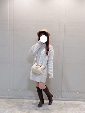 「MIIA（ミーア）のアイテム（帽子）」を使った、ちゃんさん（レディース・156cm）の冬コーディネート