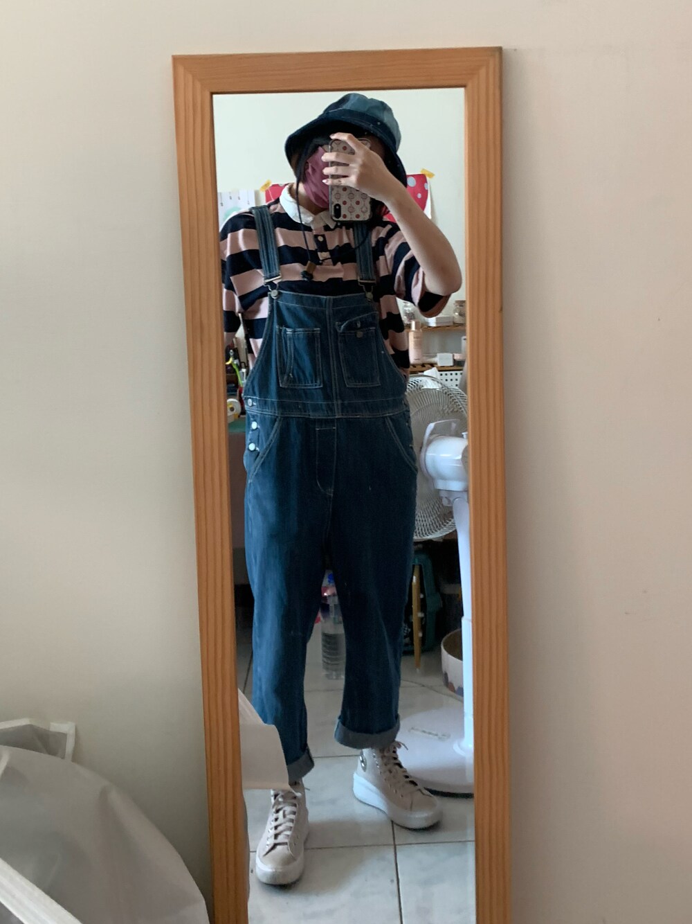 「ootd、夏、converse、Taiwan、WOMEN」｜「青古 ChingKooのアイテム（帽子、ブルー系）」を使った、🇹🇼zoeyさん（レディース・158cm）の秋コーディネートの1枚目の写真