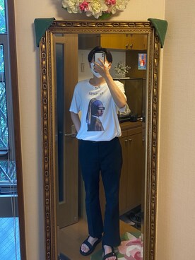 「STUDIOUS（ステュディオス）のアイテム（Tシャツ/カットソー、ホワイト系）」を使った、ケンタさん（メンズ・174cm）の夏コーディネート