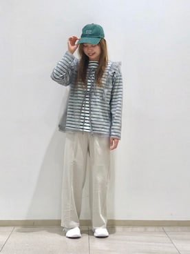 「Samansa Mos2 blue（サマンサモスモスブルー）のアイテム（帽子）」を使った、akane さん（レディース・160cm）の春コーディネート