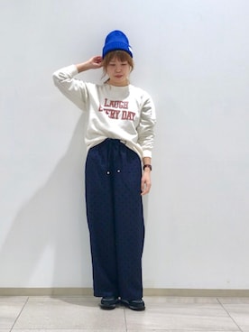 「Samansa Mos2 blue（サマンサモスモスブルー）のアイテム（帽子）」を使った、akane さん（レディース・160cm）の冬コーディネート