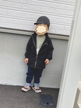 「アイテム（Tシャツ/カットソー）」を使った、ちゃんりさん（キッズ・90cm）の秋コーディネート