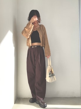 「アイテム（ローファー）」を使った、macoyan.さん（レディース・165cm）の秋コーディネート