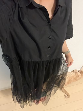 「JUNOAH（ジュノア）のアイテム（シャツワンピース）」を使った、まりちさん（レディース・155cm）の夏コーディネート