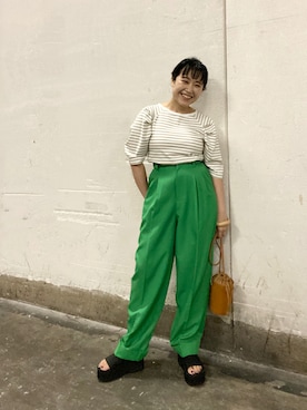 「KBF（ケイビーエフ）のバケットミニBAG（ショルダーバッグ）」を使った、IMOKOさん（レディース・148cm）の夏コーディネート