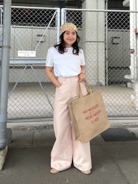 「KBF（ケイビーエフ）のミニマルWIDEパンツ（その他パンツ、ピンク系）」を使った、IMOKOさん（レディース・148cm）の夏コーディネート