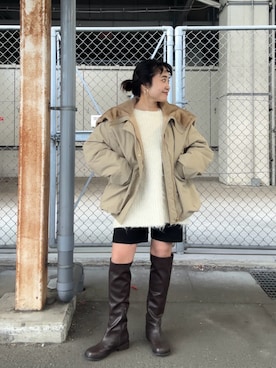 「アイテム（ジャケット/アウター、ベージュ系）」を使った、IMOKOさん（レディース・148cm）の冬コーディネート