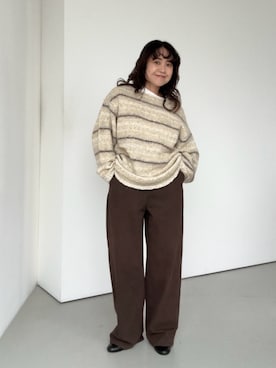 「骨格ストレート」｜「KBF（ケイビーエフ）のアイテム（ニット/セーター）」を使った、IMOKOさん（レディース・148cm）の秋コーディネート