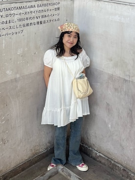 「URBAN RESEARCH（アーバンリサーチ）のPicchi Nia　DRY PETAL（シャツ/ブラウス、ホワイト系）」を使った、IMOKOさん（レディース・148cm）の夏コーディネート